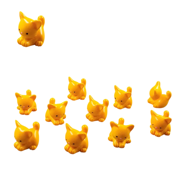 Sada 10 ks mini figurek kočky Pryskyřicové dekorace pro mini zahrádku květináč akvárium nebo kreativní tvoření oranžová