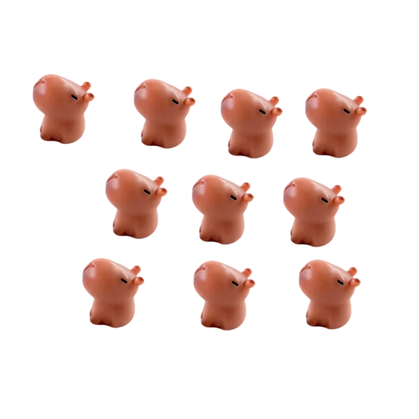 Sada 10 ks  Mini figurka hnědá kapybara 1,4 × 1,3 cm Pryskyřicová dekorace do květináče akvária nebo mini zahrádky 1