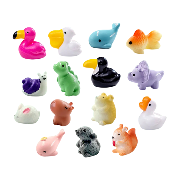 Sada 10 ks mini zvířátek Pryskyřicové figurky pro dekoraci zahrady akvária či květináče Miniatury zvířat 1