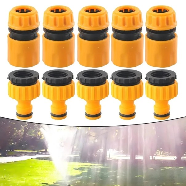 Sada 10 ks rychlospojek na hadici 1/2" 53 × 45 × 16 mm plastové konektory oranžové pro připojení hadice a kohoutku zavlažování 1