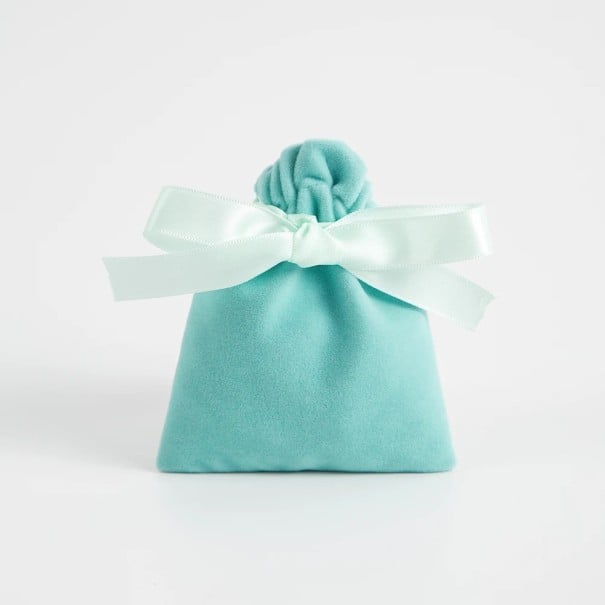 Sada 10 ks tyrkysových sametových zatahovacích sáčků 7×9 cm se stužkou, dárkové látkové pytlíky na šperky a drobnosti 1