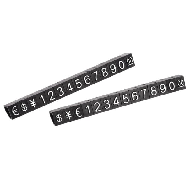 Sada 10 setov akrylových kociek na vystavenie cien 6,3 x 9 mm mini číslicové bloky pre označenie cien do výlohy a predajne strieborná