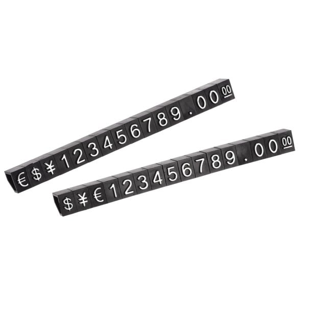 Sada 10 setů akrylových kostek na vystavení cen 3,8 x 6,9 mm mini číslicové bloky pro označení cen do výlohy a prodejny stříbrná