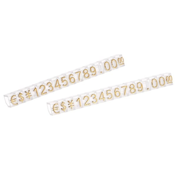 Sada 10 setů akrylových kostek na vystavení cen 3,8 x 6,9 mm mini číslicové bloky pro označení cen do výlohy a prodejny zlatá