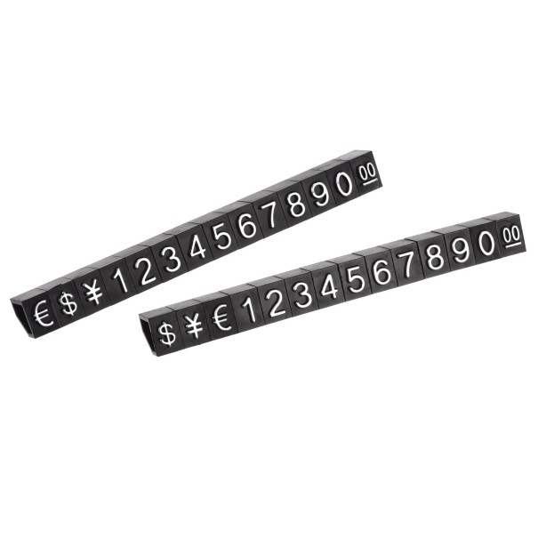 Sada 10 setů akrylových kostek na vystavení cen 6,3 x 9 mm mini číslicové bloky pro označení cen do výlohy a prodejny stříbrná