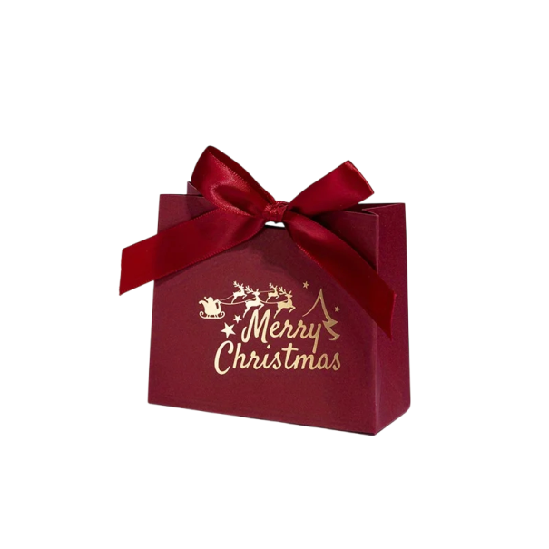 Sada 12 ks vánočních dárkových tašek s potiskem Merry Christmas papírové tašky s mašlí na balení dárků a vánočních překvapení červená