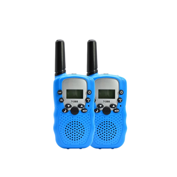 Sada 2 dětských vysílaček T-388 s dlouhým dosahem 8 kanálů 446 MHz LCD a svítilna na 4x AAA baterie modrá