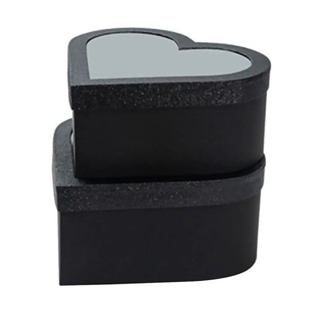 Sada 2 ks čiernych papierových darčekových krabičiek Srdce Elegantná krabička na darčeky Svadobné dekorácie Luxusné balenie Valentín 20x9 cm + 23x11 1