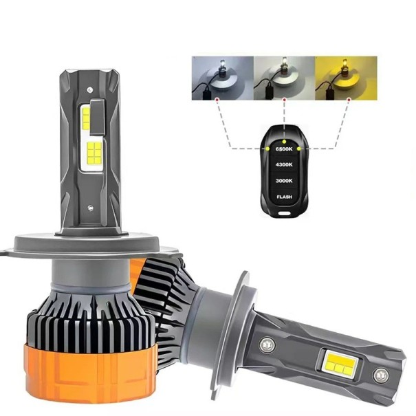 Sada 2 ks LED autožárovek H1 8800 W Přepínání světla dálkovým ovladačem Hliníkový chladič Krytí IP68 Do světlometů osobních automobilů 1