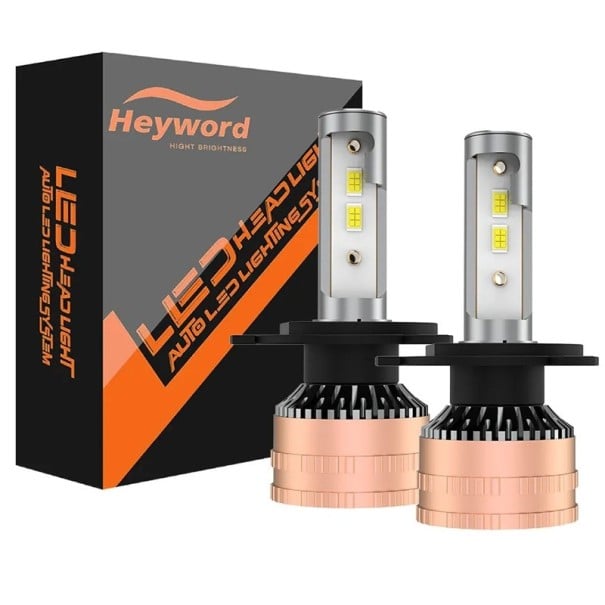 Sada 2 ks LED autožárovek Heyword H4 Čipy 3570 Hliníkové telo so žebrovaným chladičom Biele svetlo 6000 K Do svetlometov osobných automobilov 1