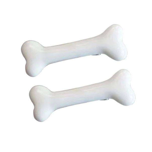 Sada 2 ks sponky do vlasů ve tvaru kosti 5,5 × 2 cm Plast Bílá nebo s potiskem Punk vlasový doplněk 2