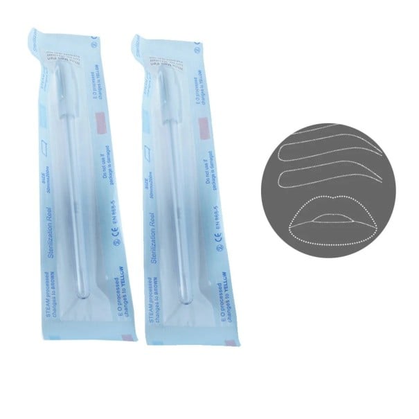 Sada 2 ks sterilního voděodolného chirurgického fixu 15 cm pro značení permanentního make-upu a tetování obočí v barevném provedení C