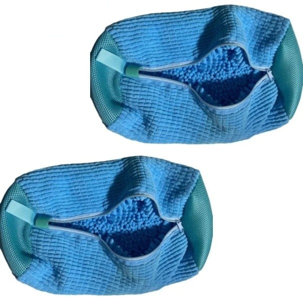 Sada 2 vrecúšok do práčky na topánky 39x19 cm Neviditeľný bočný zips Ochrana obuvi pri pranie Tenisky Polyester Bavlna Nylon Opakované použitie modrá