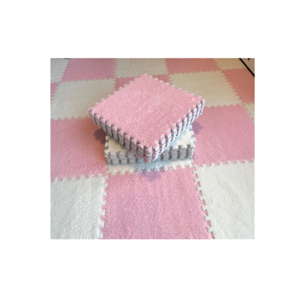 Sada 20 ks detská penová podložka 30x30 cm Mäkké puzzle koberce Hracia podložka z peny Skladací penový koberec pre deti bielo-ružová