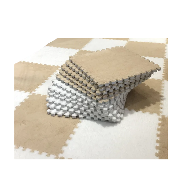 Sada 20 ks dětská pěnová podložka 30x30 cm Měkké puzzle koberce Hrací podložka z pěny Skládací pěnový koberec pro děti khaki-bílá