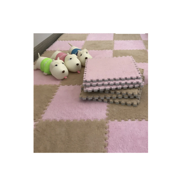 Sada 20 ks dětská pěnová podložka 30x30 cm Měkké puzzle koberce Hrací podložka z pěny Skládací pěnový koberec pro děti světle hnědá
