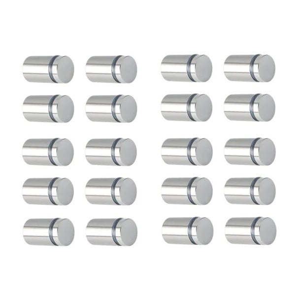 Sada 20 ks distančních šroubů 12x25 mm nerezová ocel stříbrné montážní držáky pro upevnění skla cedulí a panelů 1