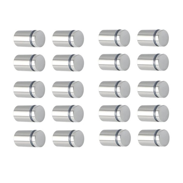 Sada 20 ks distančních šroubů 12x30 mm nerezová ocel stříbrné montážní držáky pro upevnění skla cedulí a panelů 1