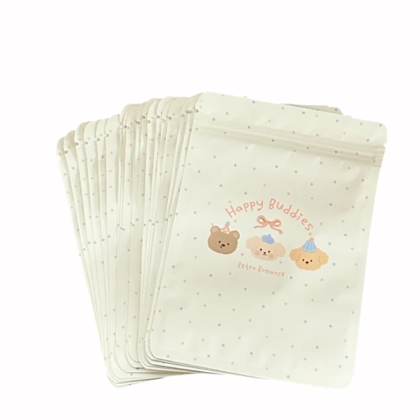 Sada 20 ks plastových sáčků 13×18 cm zatahovací potištěné sáčky na balení a uložení drobností a dárků 1