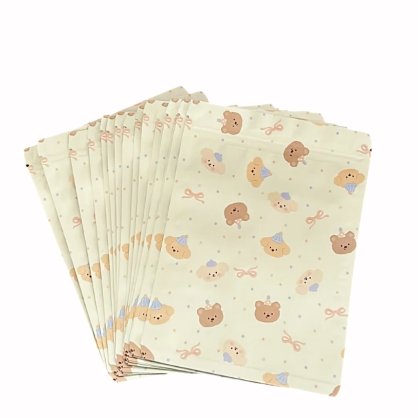 Sada 20 ks plastových sáčků 13×18 cm zatahovací potištěné sáčky na balení a uložení drobností a dárků 1