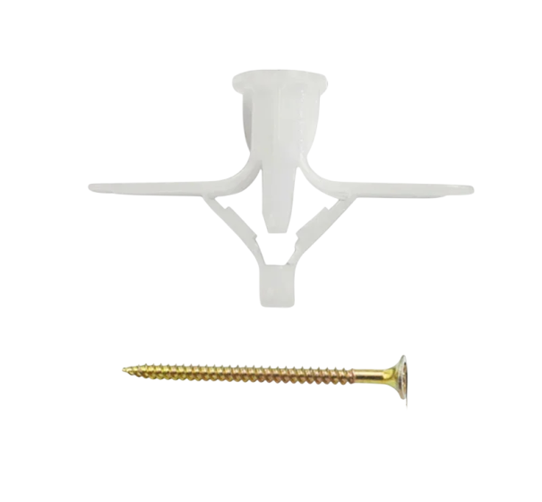 Sada 20 ks přepínacích kotev a šroubů 52 mm 54 mm plast kov montážní hmoždinky do dutých stěn sádrokartonu 1