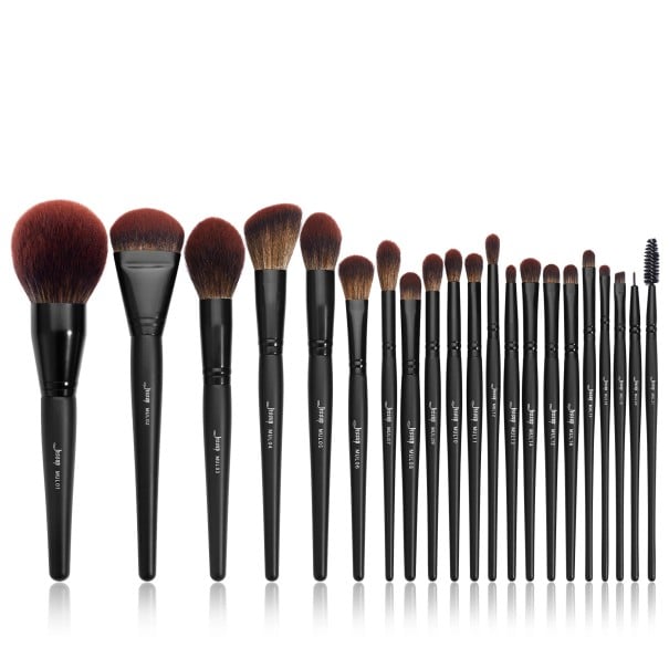 Sada 21 ks makeup štetcov syntetické štetiny drevená rukoväť matne čierna protišmykový úchop profesionálne líčenie 1
