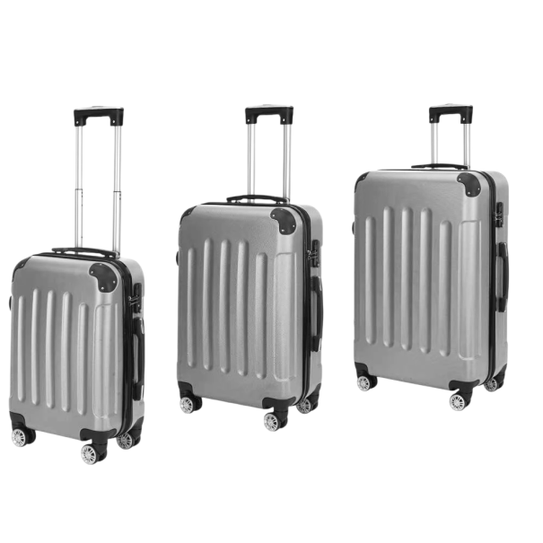 Sada 3 ks cestovních kufrů ABS 22,5 x 35 x 55 cm 26 x 39 x 62,5 cm 30,5 x 45 x 71,5 cm Kufry se zámkem a otočnými kolečky 360° šedá
