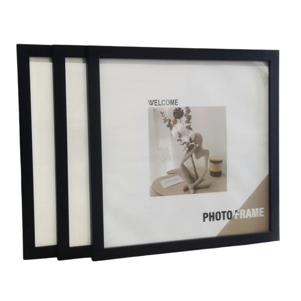 Sada 3 ks rámečků na fotky čtvercové 30 x 30 cm dekorativní rámečky na fotografie do bytu oživení interiéru černá