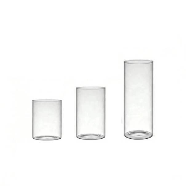 Sada 3 ks skleněné válce na svíčky 5,3 x 8 / 10 / 18 cm Dekorativní svícny pro plovoucí svíčky 1