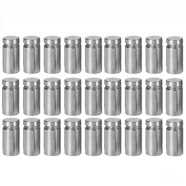 Sada 30 ks distančních šroubů 20/25/30 mm nerezová ocel stříbrné montážní držáky pro upevnění skla cedulí panelů 1