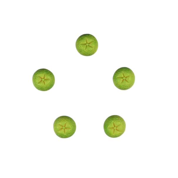Sada 3D magnetky zelená mandarinka 5 ks pryskyřice s magnetem zelené dekorace na lednici nástěnku a kovové plochy 1