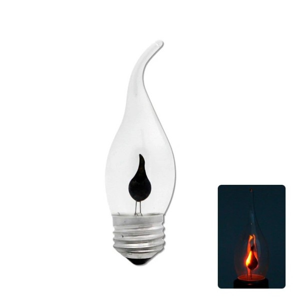 Sada 4 LED žárovek ve tvaru svíčky se zahnutou špičkou E27 Efekt plamene 1 W 11,5 x 3,5 cm Čiré sklo Teplé bílé světlo Do lustrů 1