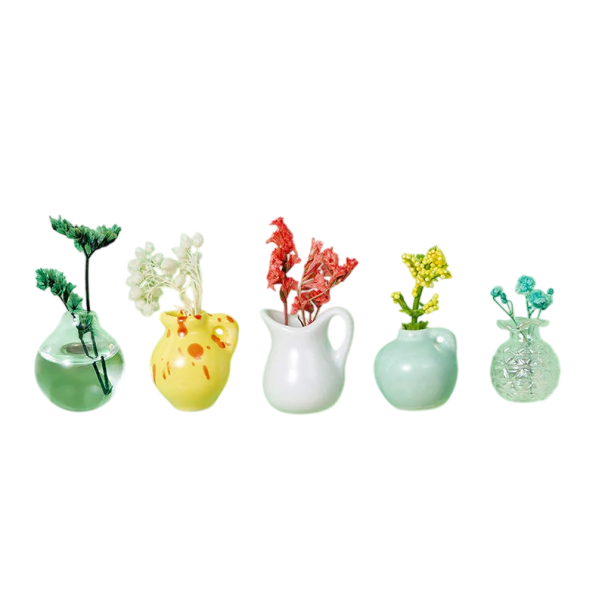Sada 5 ks magnet vázička 3D 2–3 cm dekorativní mini váza různé tvary a designy pro vlastní květiny na lednici 1
