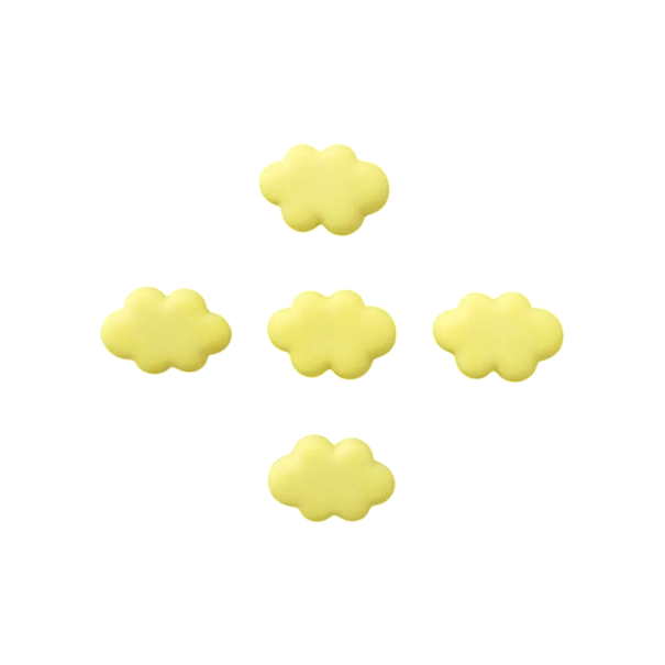 Sada 5 ks magnetek mráček dekorativní 2,5 cm pryskyřice s magnetem mini magnety na lednici a kovové povrchy do domácnosti žlutá