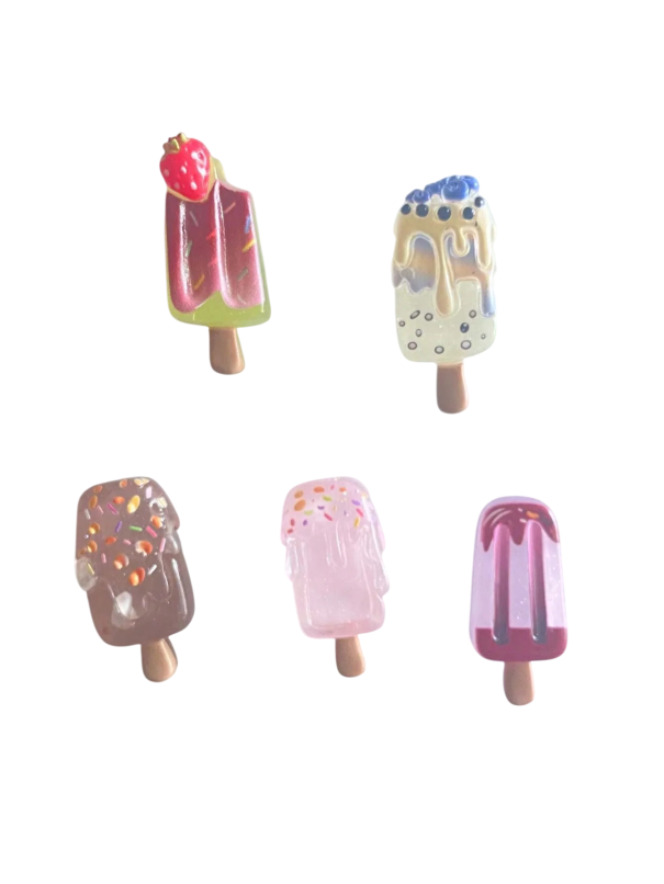 Sada 5 ks magnetky nanuky 3D ABS dekorativní magnety na lednici barevné motivy nanuků do kuchyně a domácnosti 1