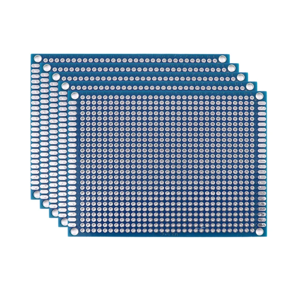 Sada 5 ks oboustranných univerzálních PCB desek plošných spojů 7 x 9 cm Prototypové desky pro pájení Elektronické projekty Bastlení 1
