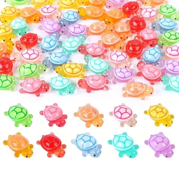 Sada 50 ks mini želvičiek z živica Dekorácia do akvária či DIY projektov Farebné svietiace želvy mix farieb 1