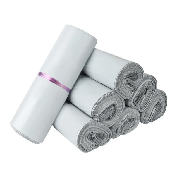 Sada 50 ks plastových sáčků na balení dárků s lepícím uzávěrem 20x35cm světle šedé obálky pro odesílání zásilek 1