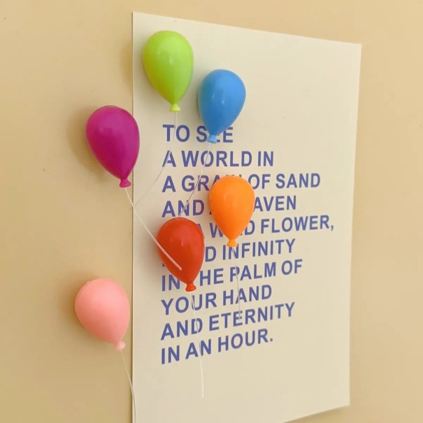 Sada 6 ks magnetické balonky barevné  dekorativní magnety na lednici tabuli uchycení poznámek fotografií a dokumentů 1