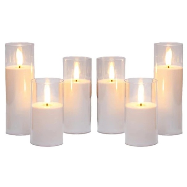 Sada 60 ks LED bezplamenných svíček mix velikostí 10 / 12,5 / 15 cm LED svíčka na baterie bílá dekorativní svíčky pro svatbu a slavnostní výzdobu 1