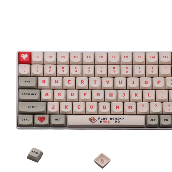 Sada anime retro krytek na klávesy 138 ks Dye Sub PBT XDA profil béžovo červené pro MX Switch mechanickou klávesnici 1