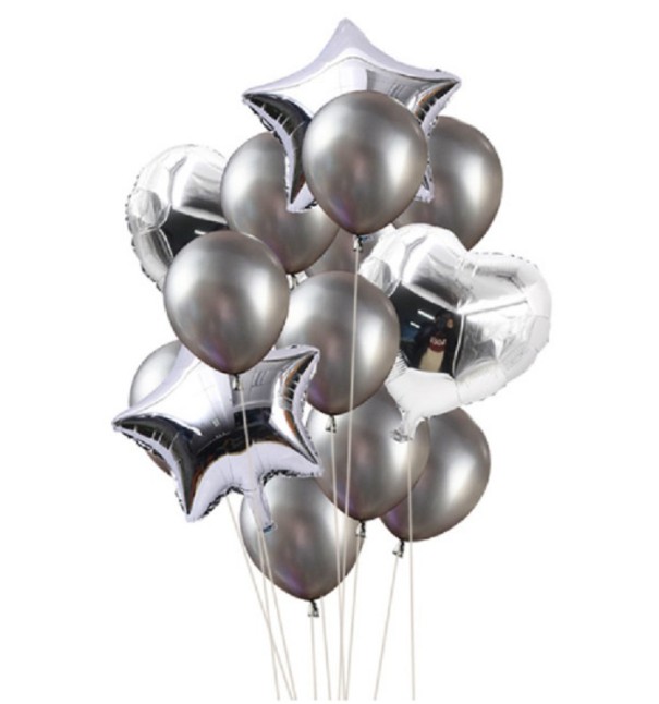 Sada balónků - 14 ks stříbrná
