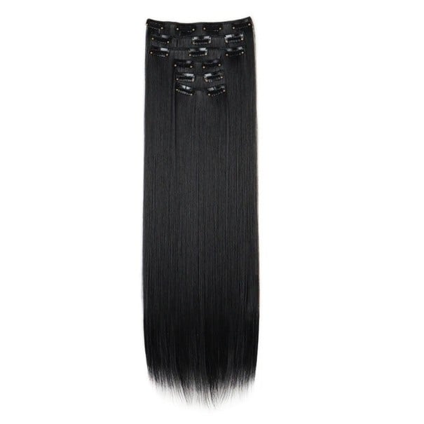 Sada clip in příčesky rovné 60 cm syntetické vlasy pro zahuštění a prodloužení účesu 6 ks snadná aplikace 1