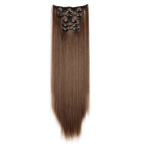 Sada clip in příčesky rovné 60 cm syntetické vlasy pro zahuštění a prodloužení účesu 6 ks snadná aplikace 7