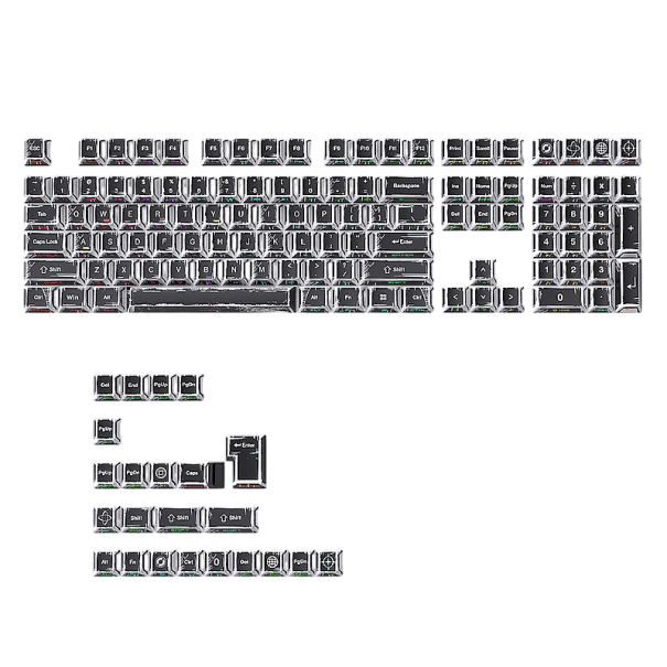 Sada keycapů komiksový styl podsvícené 136 kláves PBT boční a horní potisk pro mechanickou klávesnici úprava vzhledu černá