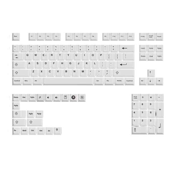Sada kláves keycap anglické 125 ks Cherry profil bílé pro herní mechanickou klávesnici PC keyboard replacement set 1