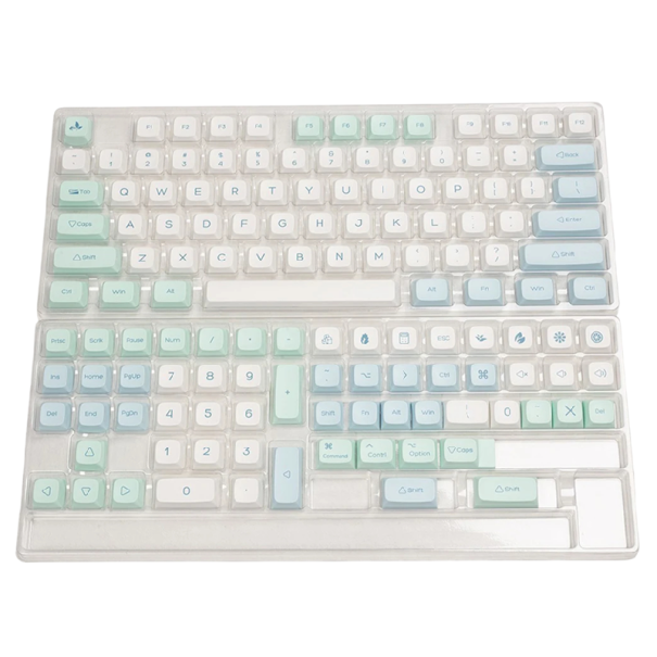 Sada kláves pro mechanickou klávesnici 135 ks Cherry MX Switch PBT XDA profil bílá modrá zelená pro custom keyboard 1