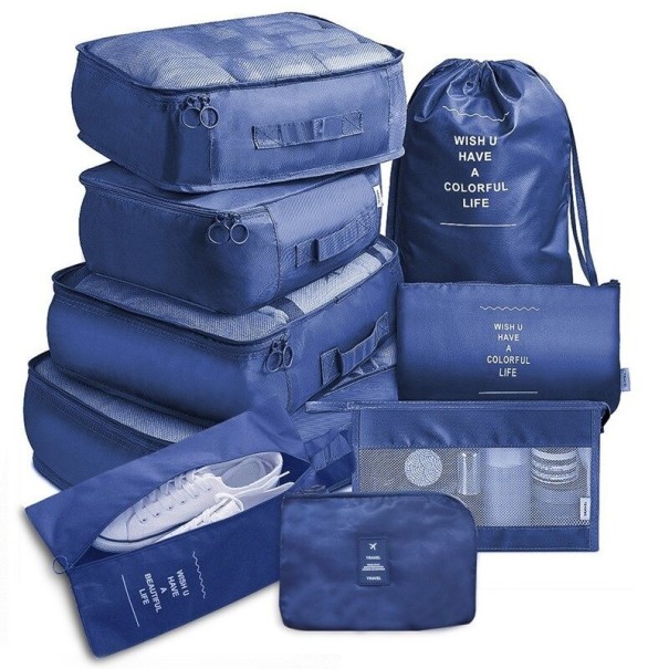 Sada kosmetických tašek 9 ks T704 tmavě modrá