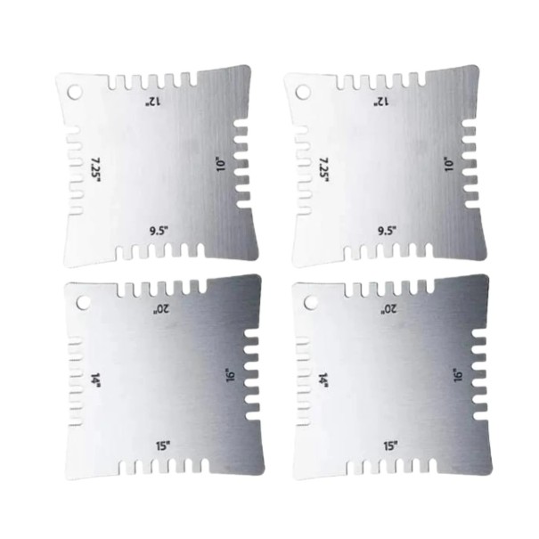 Sada kovových měrek rádiusu hmatníku pro kytaru 4 ks Nástroj pro seřízení zakřivení hmatníku a výšky strun Profesionální měrky 1