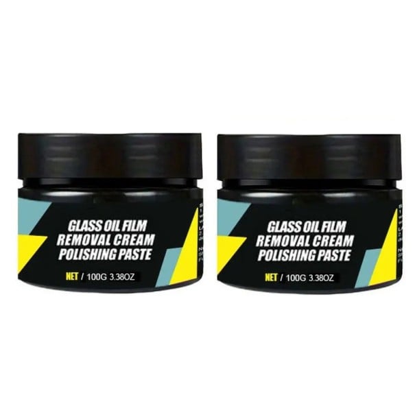 Sada lešticí pasta na autoskla 2×100 g s houbičkou hydrofobní odstranění olejového filmu černo-žlutá na čelní skla auta 1